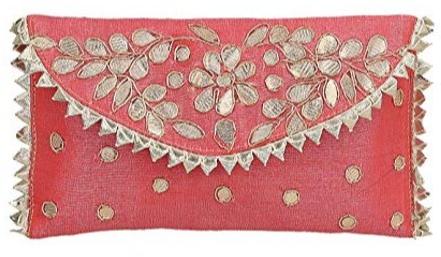 Raw Silk  Envelope Clutch Purse, Shape : Rectangular