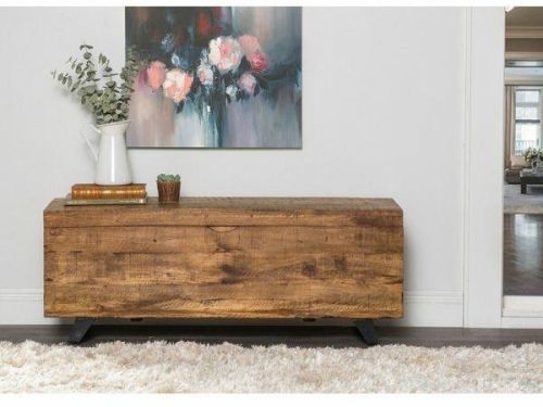 Soni Art Wrought Iron Legs Irvine Wooden Trunk Box, Color : Light Brown