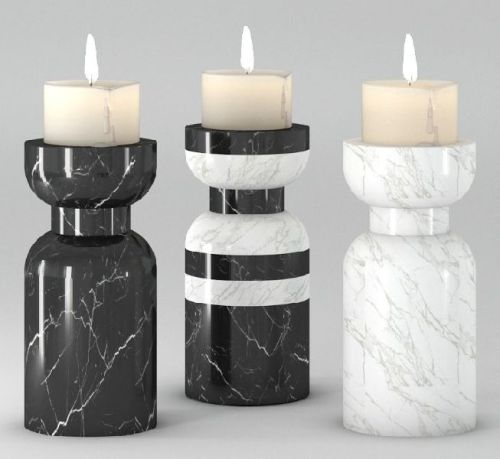 Polished Printed Marble Candle Holder, Packaging Type : Corrugated Box