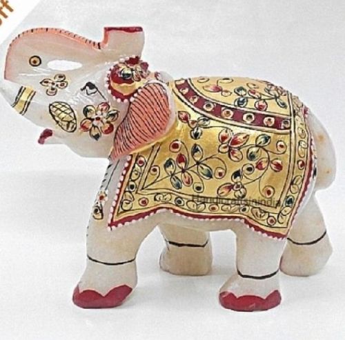 Polished Marble Elephant Statue, For Interior Decor, Packaging Type : Cardboard Box