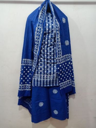 COTTON BLOCK PRINT DRESS MATERIAL, For Making Textile Garments, Technics : BATIK