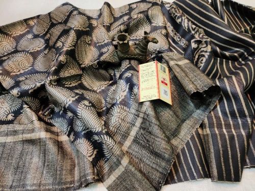 Digital Printed Tussar Ghicha Handloom Sarees, For Easy Wash, Anti-Wrinkle, Shrink-Resistant, Width : 6.5 Meter