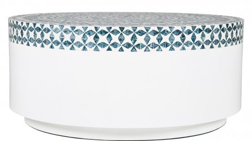 Maharaja Handicraft Round Wood Bone Coffee Table, Color : White