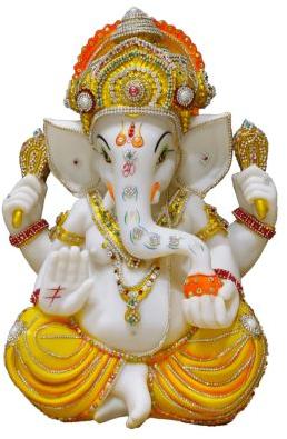 39 Cm Marble Ganesha Statue, Color : Colorful