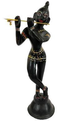 Poly Resin / Marble Dust Murli Manohar Krishna Statue, Color : Black