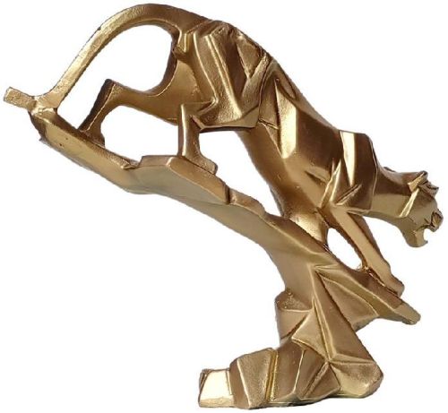 Poly Resin Abstract Golden Panther Statue
