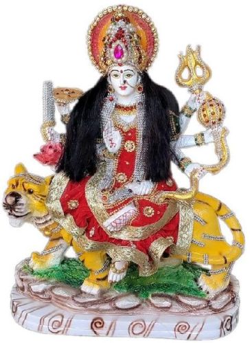 Poly Resin Sherawali Mata Statue, Color : Colourful