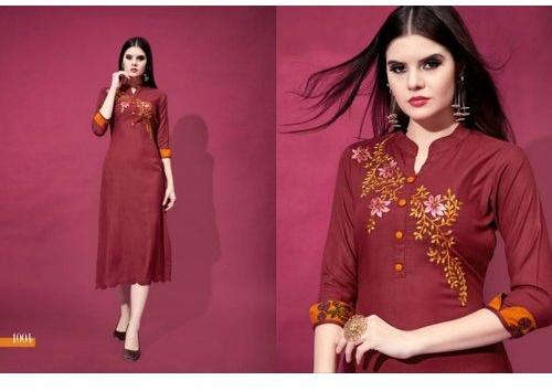 Embroidered Designer Georgette Kurti, Size : M-XL