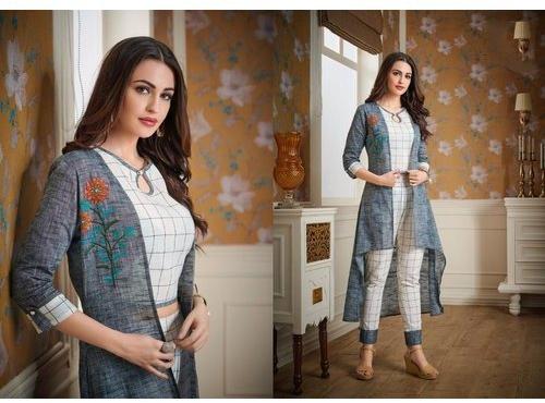 Embroidered Cotton Ladies Kurti, Size : M-XL