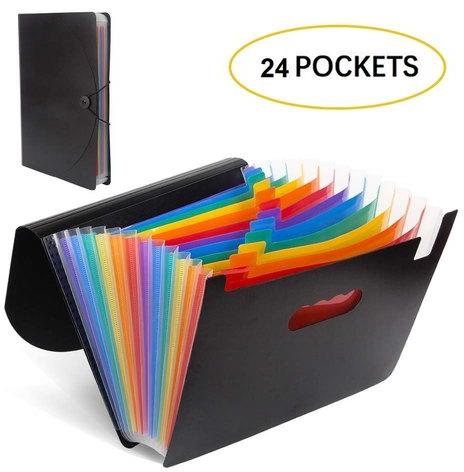 24 Pocket Expandable File Folder With Cover