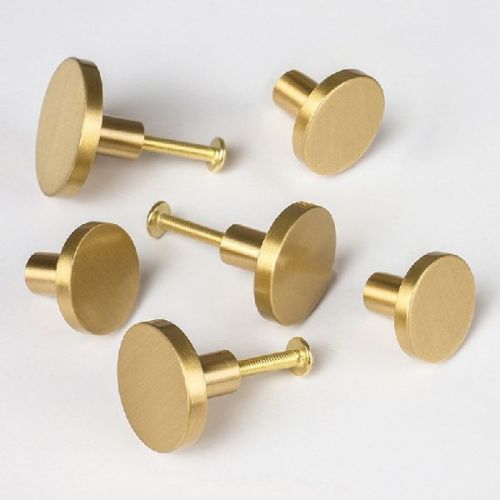 Round Polished Brass Cabinet Knobs, Color : Golden