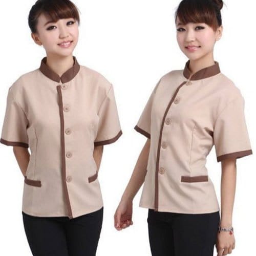 Nylon Plain Ladies House Keeping Uniform, Style : Formal