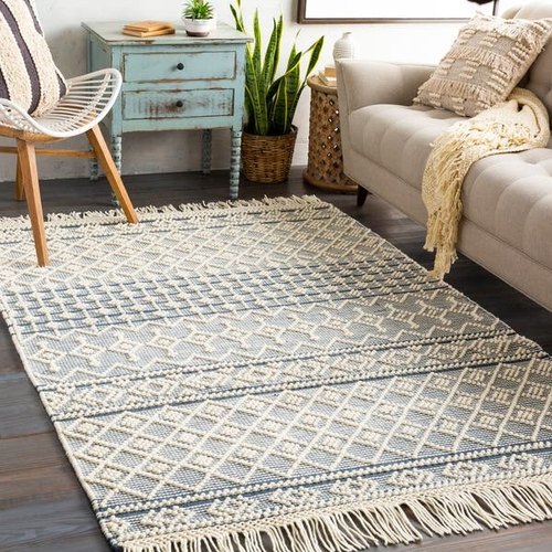 Hand Woven New Zealand Woolen Dhurrie, For Home, Hotel, Floor, Area Rug Runner Rug, Resturant, Pattern : Geomatric
