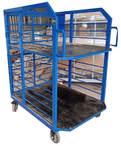 Mild Steel Handling Trolley, Color : Blue