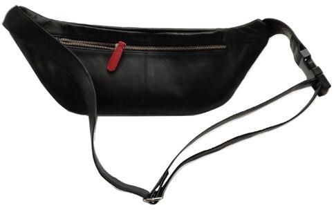 Genuine Leather Fanny Pack, Color : Black