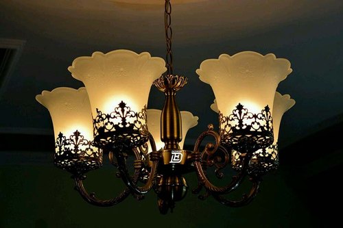 PRADHUMAN Glass Classic Chandelier Ceiling Lamp