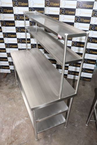 Stainless Steel Work Table With Undershelf and Overhead Shelf