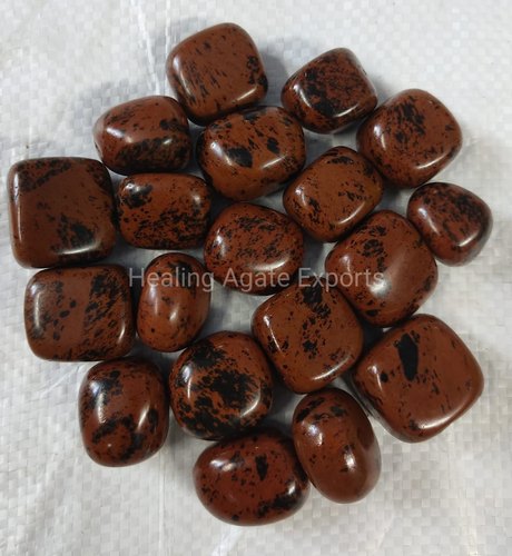 Obsidian Tumbled Stones, For Healing, Color : Brown