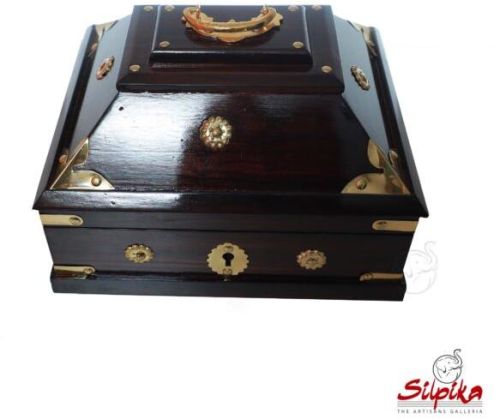 Silpika Polished Wood Traditional Jewelry Box, Size : 22 × 18 × 15 Cm