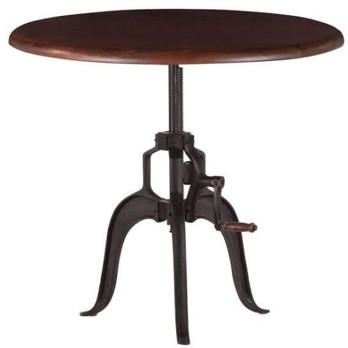 Polished Metal Round Coffee Table, Color : Brown