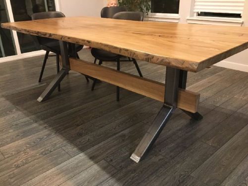 Rectangle Wood and Metal Dining Table, For Hotel, Restaurant, Pattern : Plain