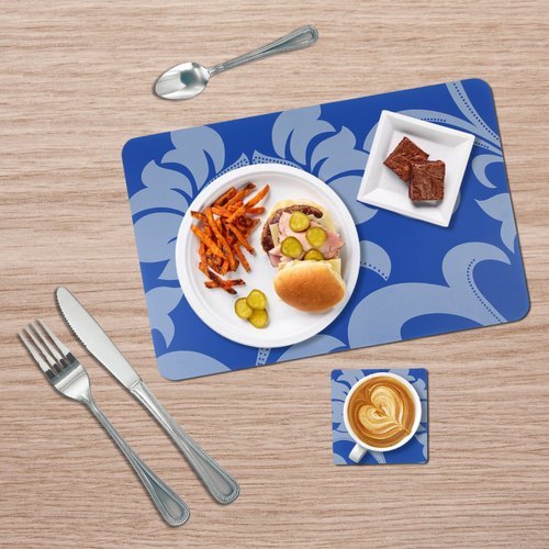 Rectangular Waterproof Table Mat With Coaster Set, For Home, Hotel, Technics : Machine Made