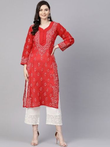 Bamboo Cotton Chikankari Kurti, Occasion : Casual