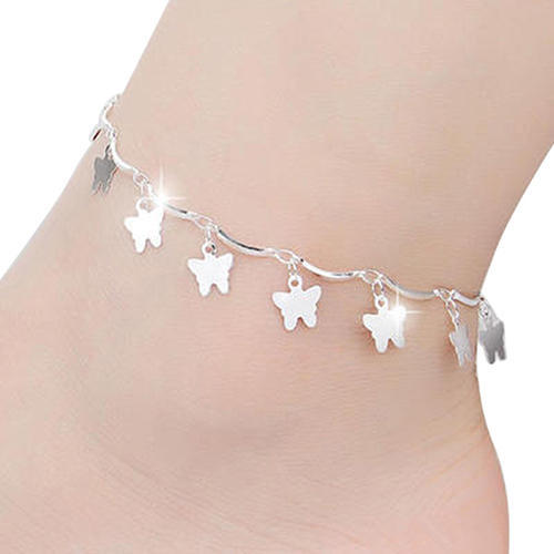 Butterfly Silver Anklets, Packaging Type : Plastic Packet