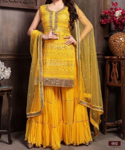 Chiffon Designer Sharara Suit, Feature : Comfortable, Dry Cleaning
