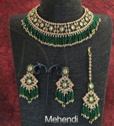 Polki Necklace Set, Packaging Type : Velvet Box, Wooden Box