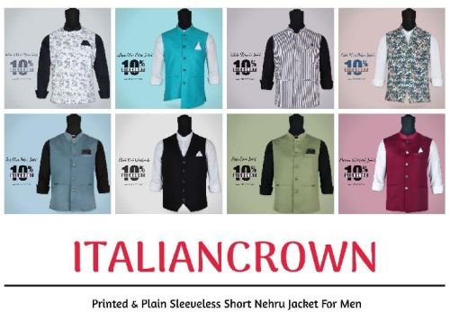 Printed & Plain Sleeveless Short Nehru Jacket For Men – Italiancrown