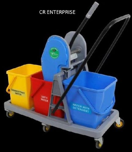 Double Bucket Wringer Trolley, Color : MULTI