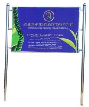 Rectangular Outdoor Stainless Steel Sign Board, Color : Blue