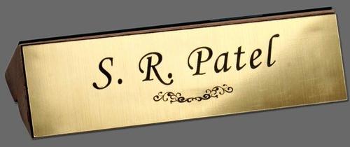 Rectangle Painted Stainless Steel Name Plate, For Advertising, Color : Golden Black