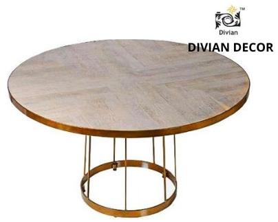 Divian Decor Round Polished Metal Coffee Table, For Restaurant, Office, Hotel, Home, Pattern : Plain