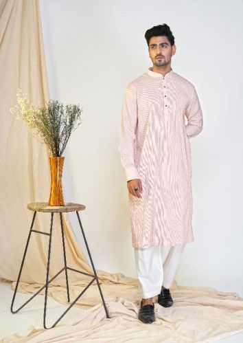 Full Sleeve Cotton Mens Plain Kurta, Technics : Handloom