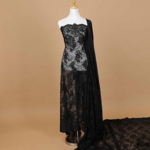 Black Lace Embroidered Fabric