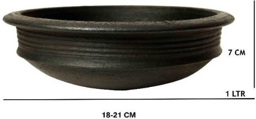 1 Litre Black Clay Pot