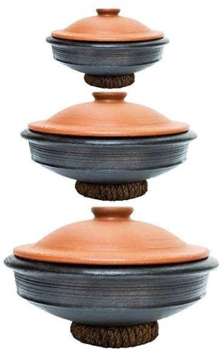 Black Clay Pot Set With Lid