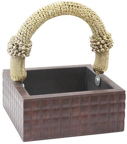 Square Fancy Flower Basket, Color : Brown Golden