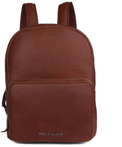 PELLE LUXUR Plain Leather Jude Large Laptop Backpack, Size : 16x14inch