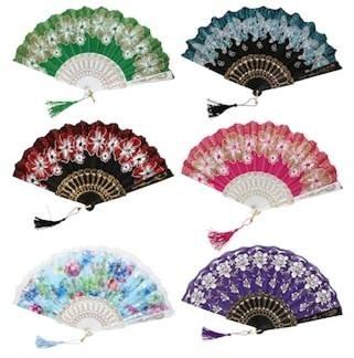 9x17 Inch Floral Foldable Fans, Color : Black, Blue, Grey, White, Yellow