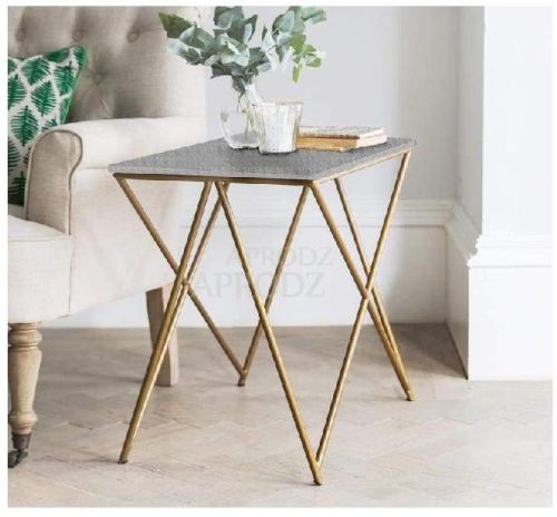 Marble Side Table Set, Color : Black, Golden