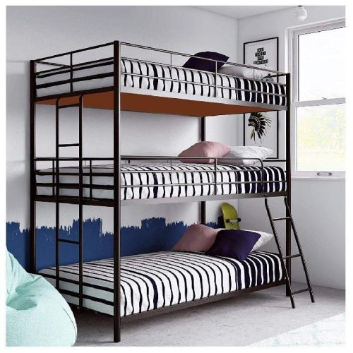 Metal Triple Bunk Bed, Color : Black, Silver, White