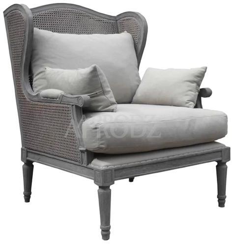 Teak Wood Rattan Armchair, Color : Grey