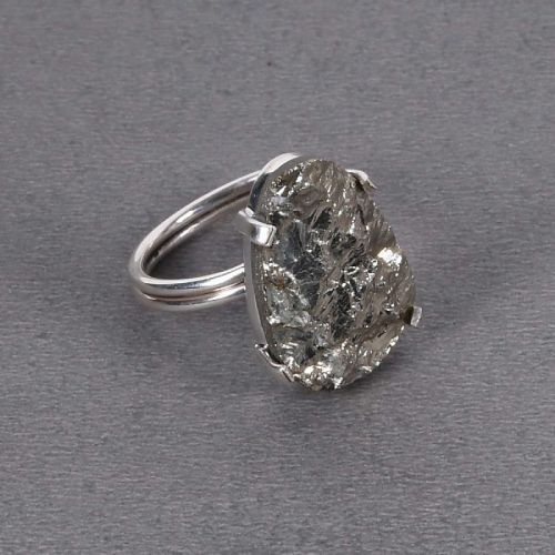 Polished Pyrite Ring, Size : Standard