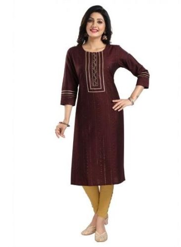 3-4th Sleeve Silk Blend Tunic Long Kurti