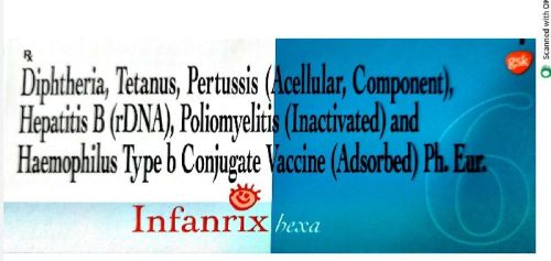 Infanrix Hexa Vaccine, For Human Use, Packaging Size : 1ml