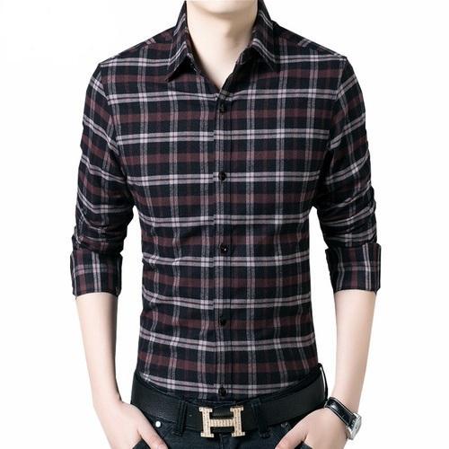Full Sleeves Slim Fit Cotton Mens Checkered Shirt, For Quick Dry, Gender : Male