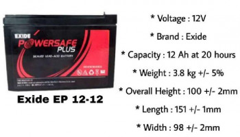 Black 12V Powersafe Plus Exide SMF Battery, For Industrial Use, Certification : Isi Certified